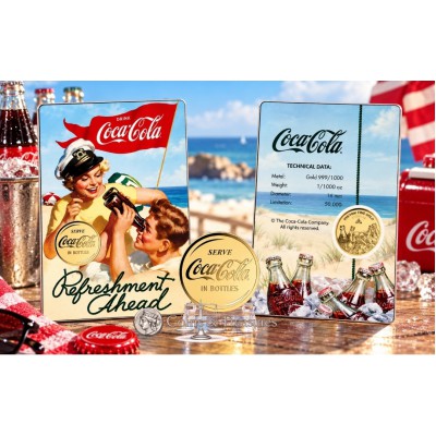 COCA COLA Vintage Refreshment  1/1000 Oz Gold 999 Coin Medal