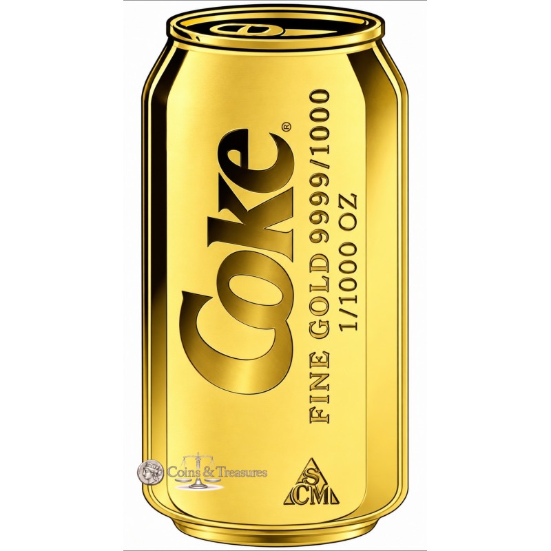 COCA COLA CAN 1/1000 Oz Gold 999 Coin medal card GOLD AND SILVER BULLION