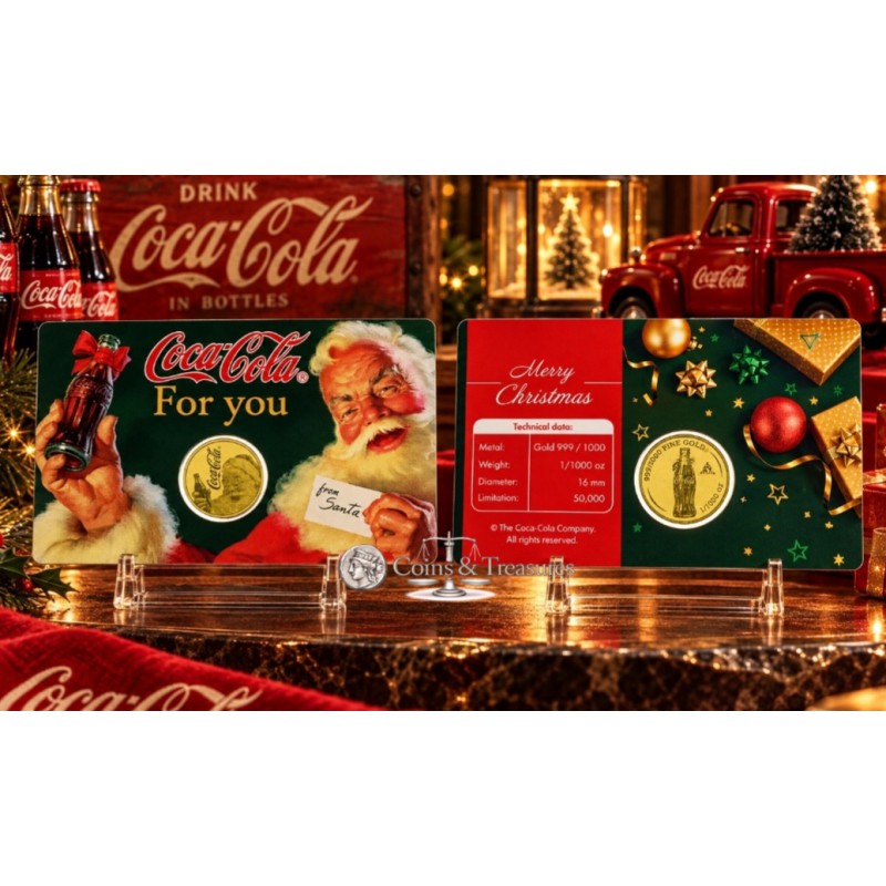 Coca Cola Santa Christmas 1/1000 Oz .999 Gold in Coin card 2023 GOLD AND SILVER BULLION