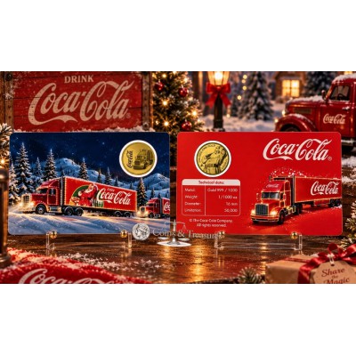 Coca Cola Christmas Truck 1/1000 Oz .999 Gold in Coin card
