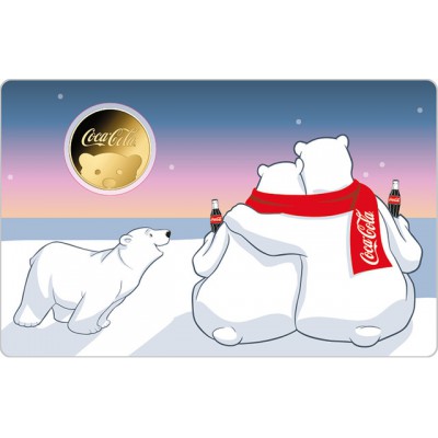 COCA COLA POLAR BEAR 1/1000 Oz Gold Coin 3000 Francs Chad 2023
