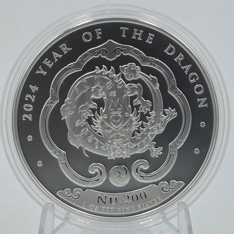 Bhutan 2024 Lunar Year of the Dragon 1 oz Silver 999 Coin  GOLD AND SILVER BULLION