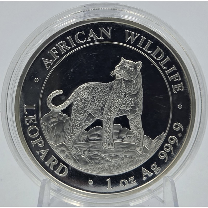 Somalia 2022 African animals Leopard 1 oz Silver 999 Coin  GOLD AND SILVER BULLION