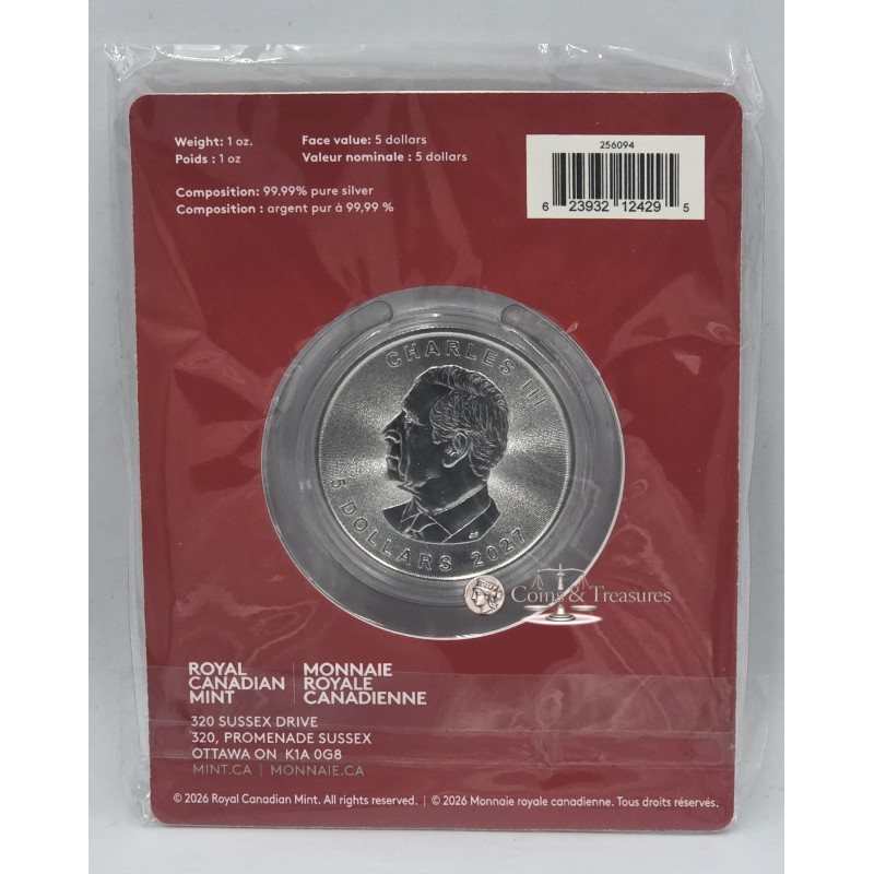 Treasured Silver Maple Leaf 1 oz 2027 Year of the Goat Privy Mark Silver 999 Coin  GOLD AND SILVER BULLION