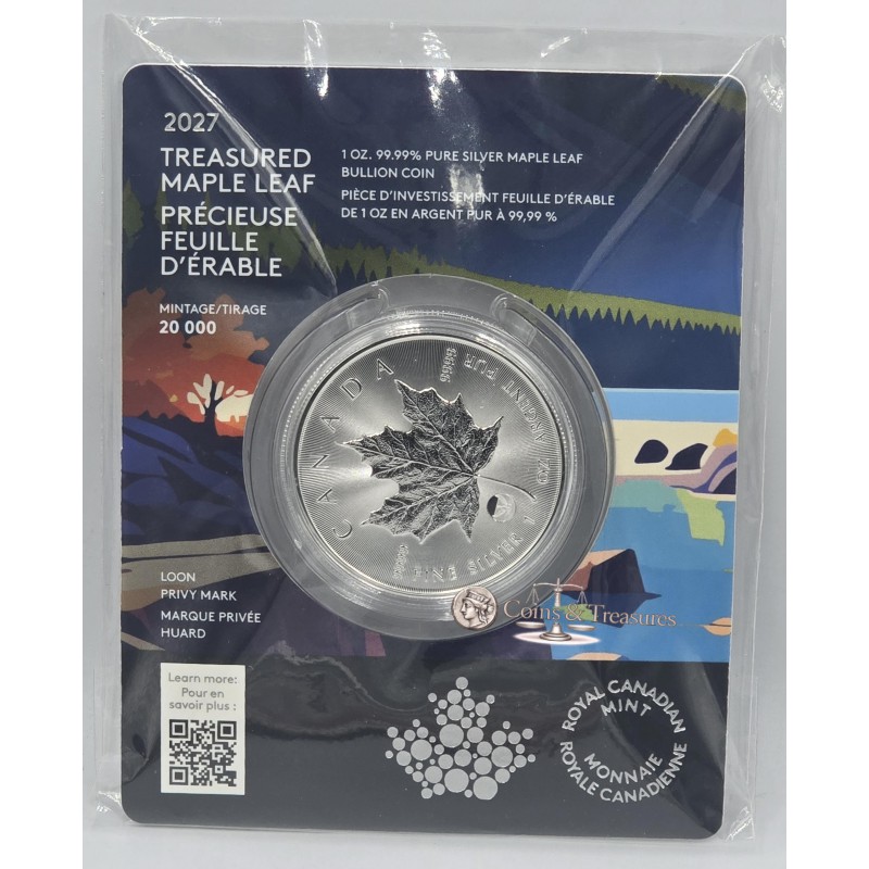 Treasured Silver Maple Leaf 1 oz 2027 Loon Privy Silver 999 Coin  GOLD AND SILVER BULLION