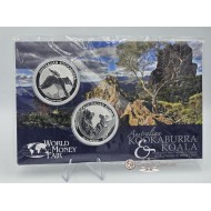 Australian Koala and Kookaburra 2011 2 x 1oz Silver Coins in Mint Pack Sealed WMF