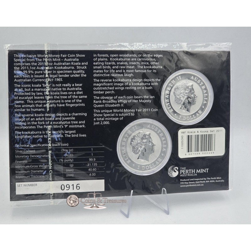 Australian Koala and Kookaburra 2011 2 x 1oz Silver Coins in Mint Pack Sealed WMF GOLD AND SILVER BULLION