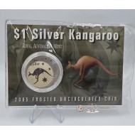 Australian Kangaroo Frosted 2005 1oz Silver 999 Coin in Mint Pack