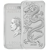 Australia 2026 Perth Mint Dragon Silver Coin Bar 1 oz .9999