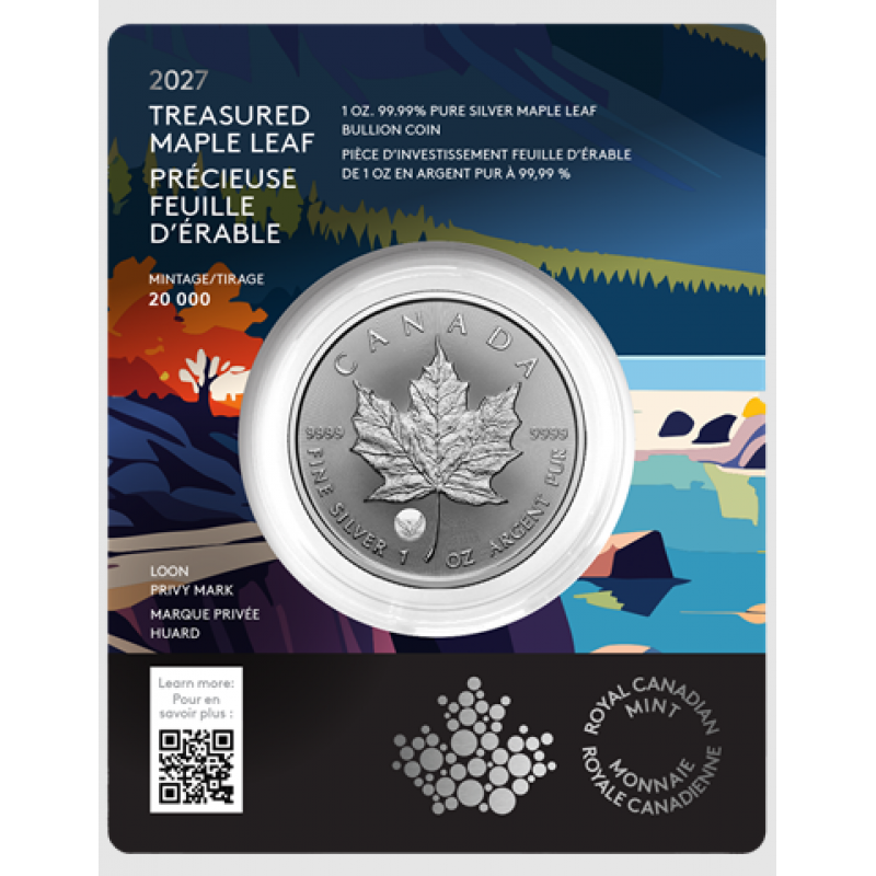 Treasured Silver Maple Leaf 1 oz 2027 Loon Privy Silver 999 Coin  GOLD AND SILVER BULLION