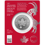 Treasured Silver Maple Leaf 1 oz 2027 Year of the Goat Privy Mark Silver 999 Coin  GOLD AND SILVER BULLION