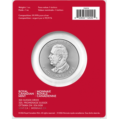 Treasured Silver Maple Leaf 1 oz 2027 Year of the Goat Privy Mark Silver 999 Coin 