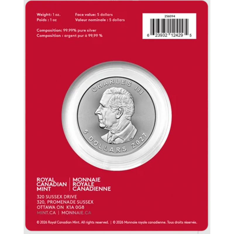 Treasured Silver Maple Leaf 1 oz 2027 Year of the Goat Privy Mark Silver 999 Coin  GOLD AND SILVER BULLION