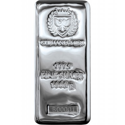 Germania Mint Pure 1kg Silver Cast Bar 1000 grams .999