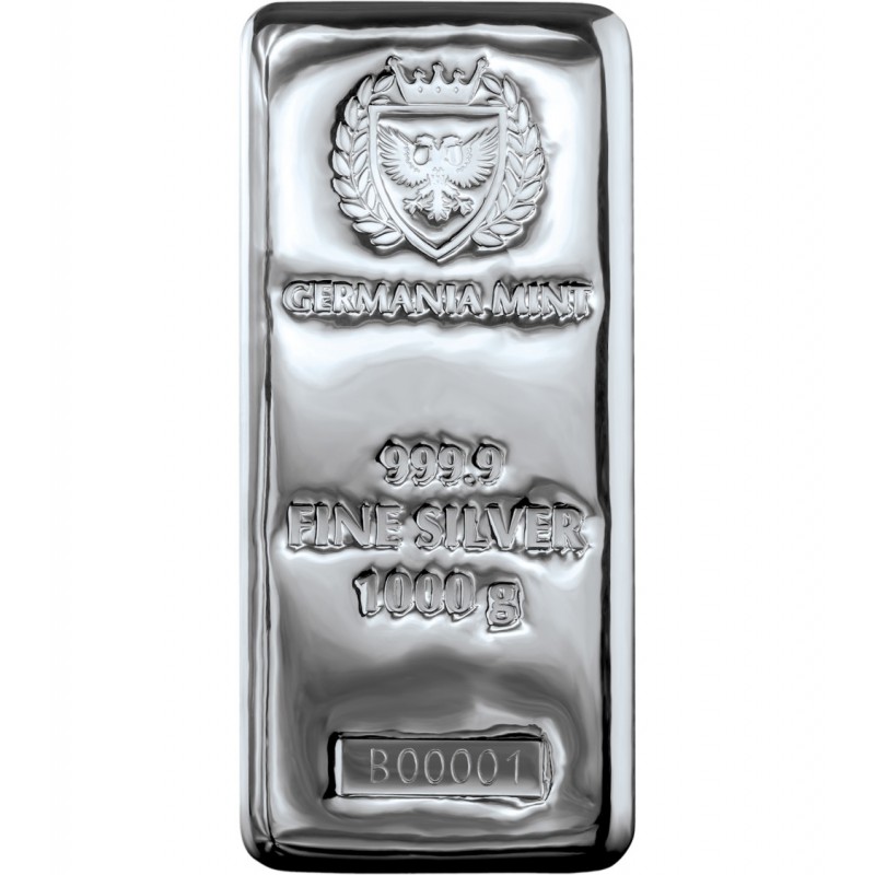 Germania Mint Pure 1kg Silver Cast Bar 1000 grams .999 GOLD AND SILVER BULLION