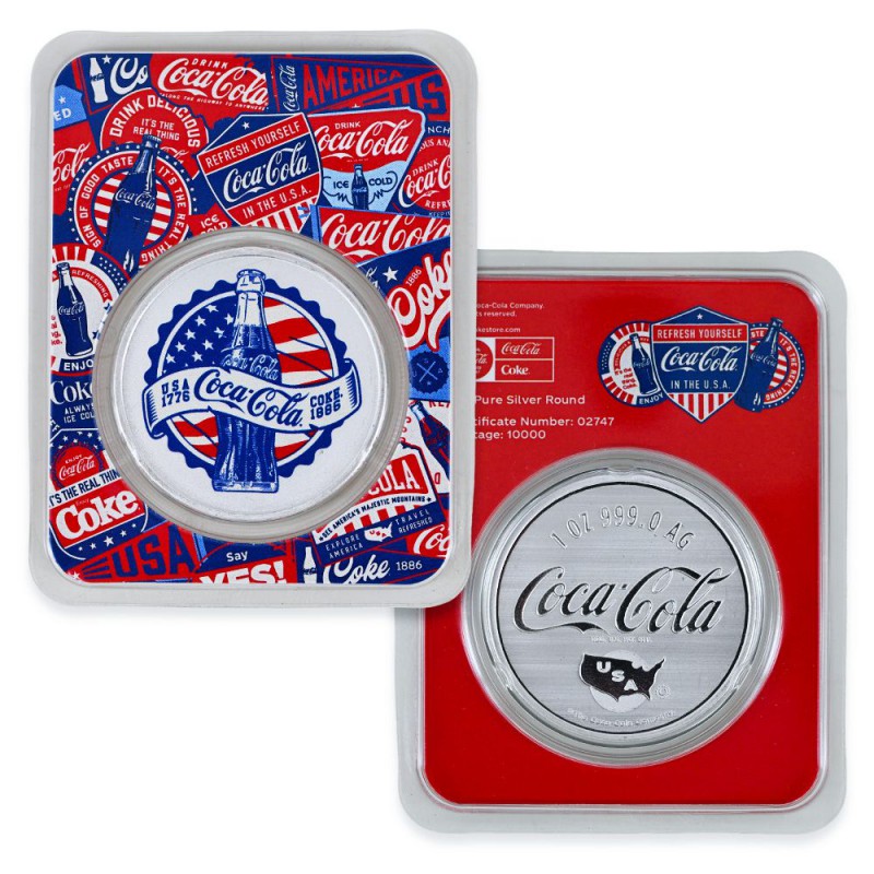 USA 2026 Coca Cola Colorized Americana 1 oz 999 coin GOLD AND SILVER BULLION