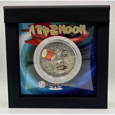 TRIP TO THE MOON 120th Anniversary 2 Oz Silver Coin Palau 2022