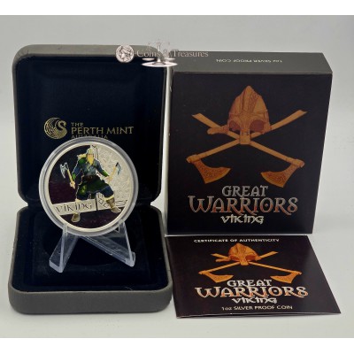 VIKING Norseman Great Warrior Silver Coin Tuvalu 2010