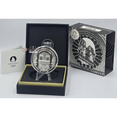 France 2024 Silver Proof coin Paris Olympics Notre Dame