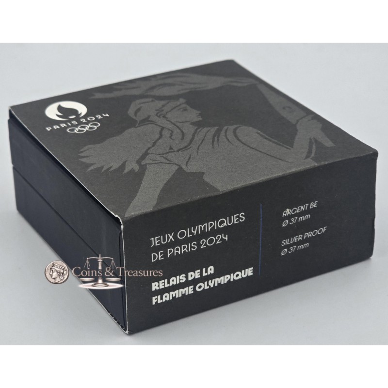 France 2024 Silver Proof coin Paris Olympic Torch Relay WORLD COINS