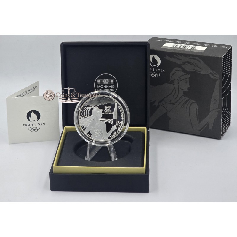 France 2024 Silver Proof coin Paris Olympic Torch Relay WORLD COINS