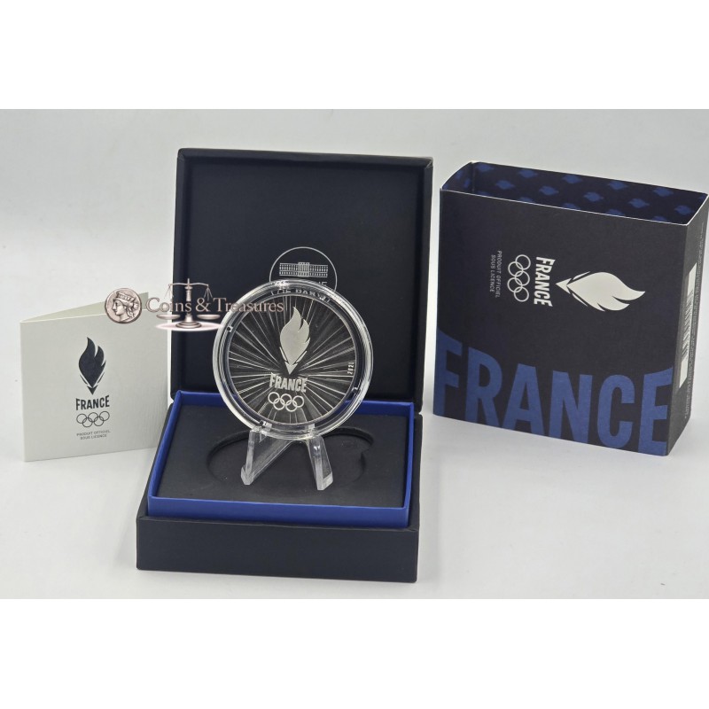 France 2024 Silver Proof coin Paris Olympic Flame WORLD COINS