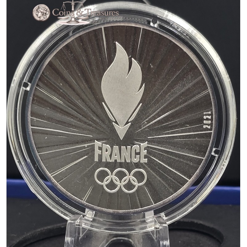France 2024 Silver Proof coin Paris Olympic Flame WORLD COINS