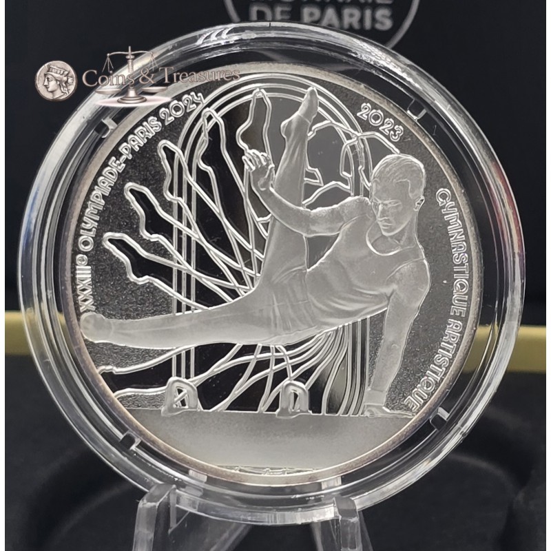 France 2024 Silver Proof coin Paris Olympic sports Gymnastics Flame WORLD COINS