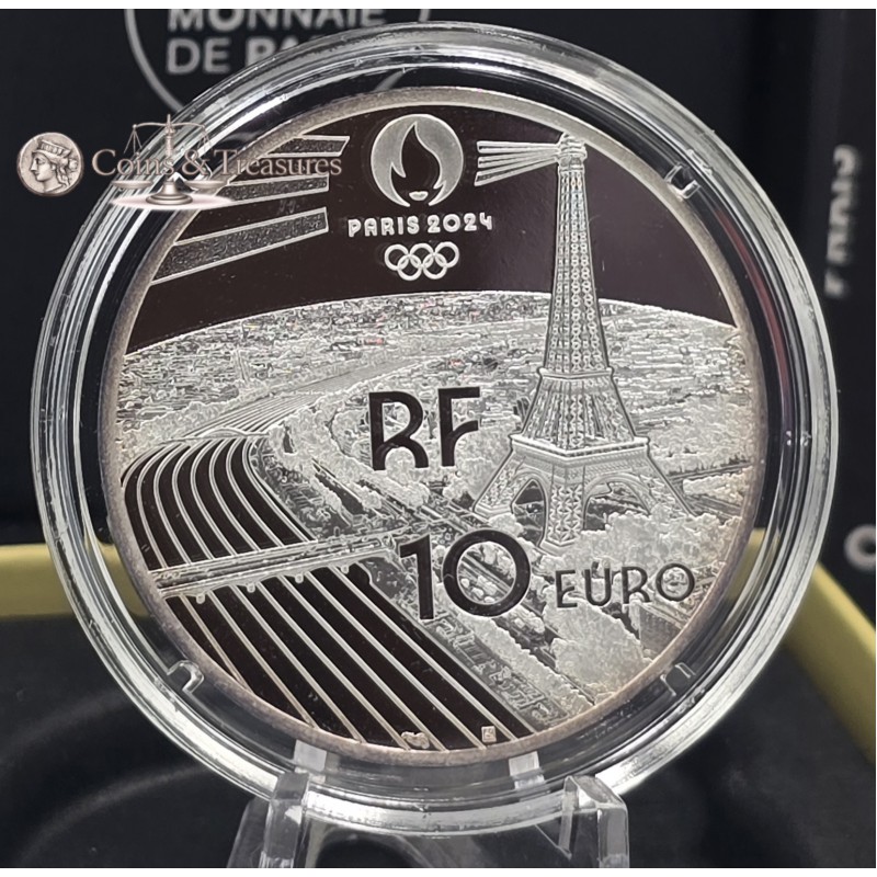 France 2024 Silver Proof coin Paris Olympic sports Gymnastics Flame WORLD COINS