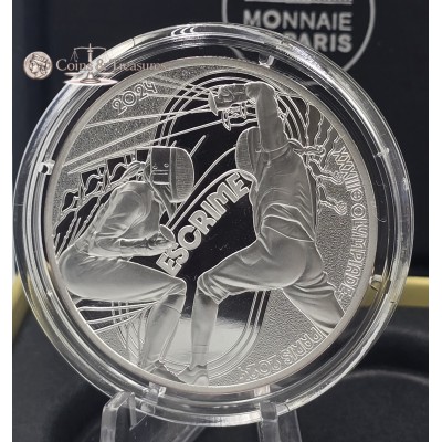 France 2024 Silver Proof coin Paris Olympic sports Fencing