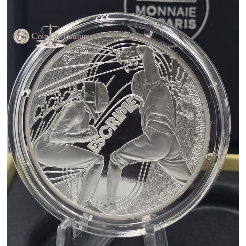 France 2024 Silver Proof coin Paris Olympic sports Fencing WORLD COINS