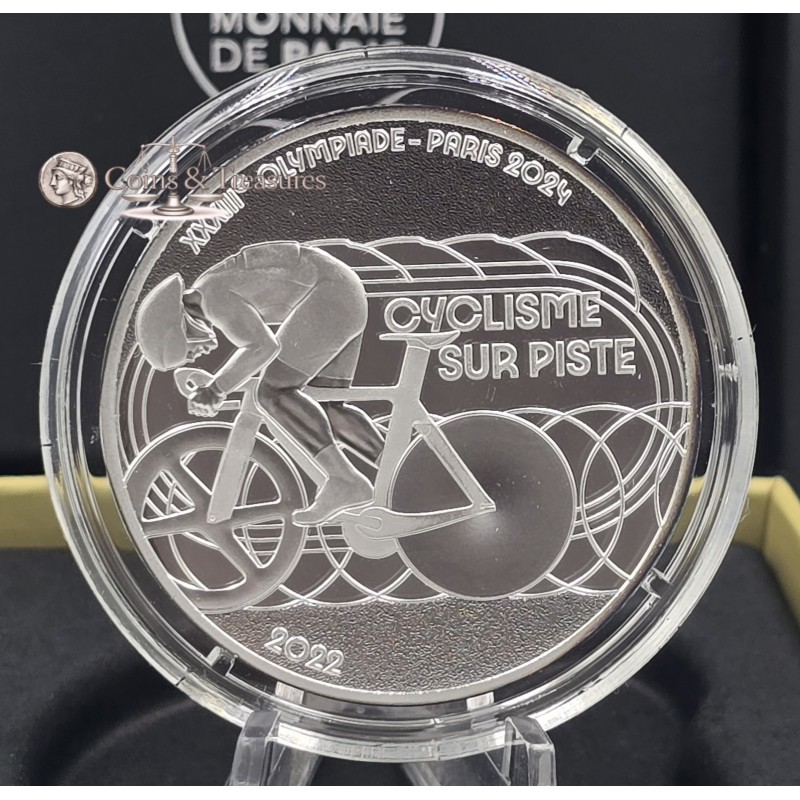 France 2024 Silver Proof coin Paris Olympic sports Track cycling WORLD COINS