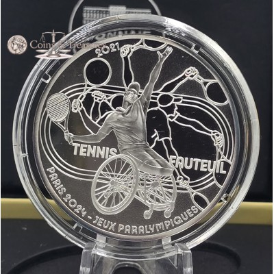 France 2024 Silver Proof coin Paris Olympic sports Track Tennis