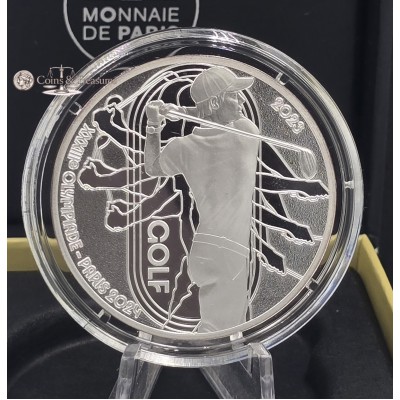 France 2024 Silver Proof coin Paris Olympic sports golf