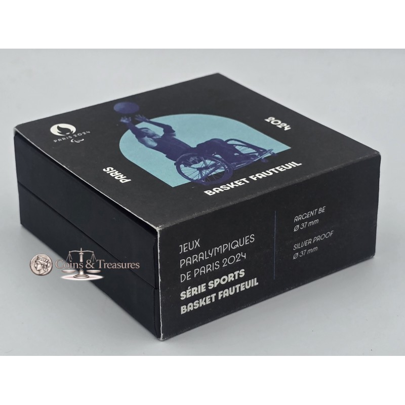 France 2024 Silver Proof coin Paris Olympic sports basketball WORLD COINS