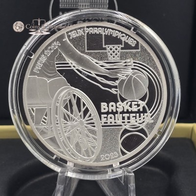 France 2024 Silver Proof coin Paris Olympic sports basketball