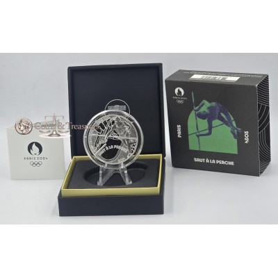 France 2024 Silver Proof coin Paris Olympic sports Pole vault 