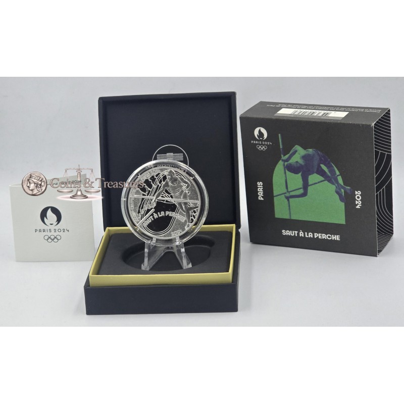 France 2024 Silver Proof coin Paris Olympic sports Pole vault WORLD COINS