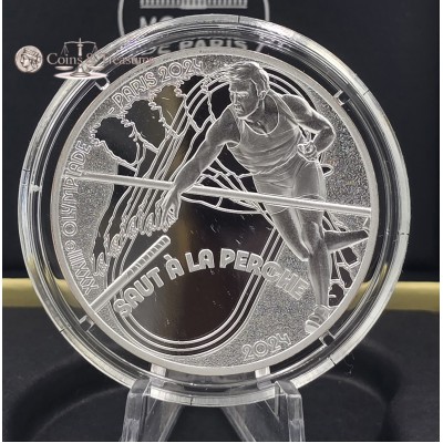 France 2024 Silver Proof coin Paris Olympic sports Pole vault 