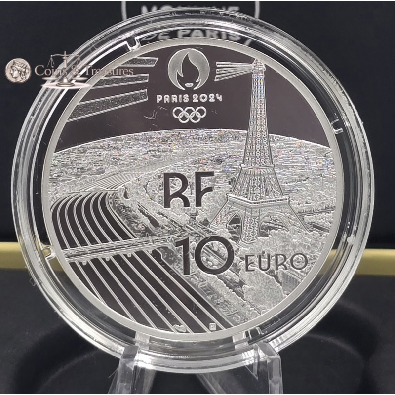 France 2024 Silver Proof coin Paris Olympic sports Pole vault WORLD COINS