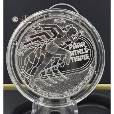 France 2024 Silver Proof coin Paris Olympic sports Para-athletics 
