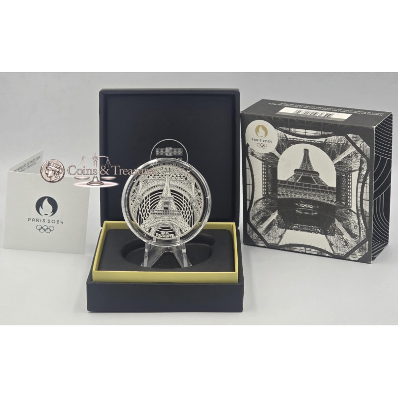France 2024 Silver Proof coin Paris Olympics Eiffel Tower WORLD COINS