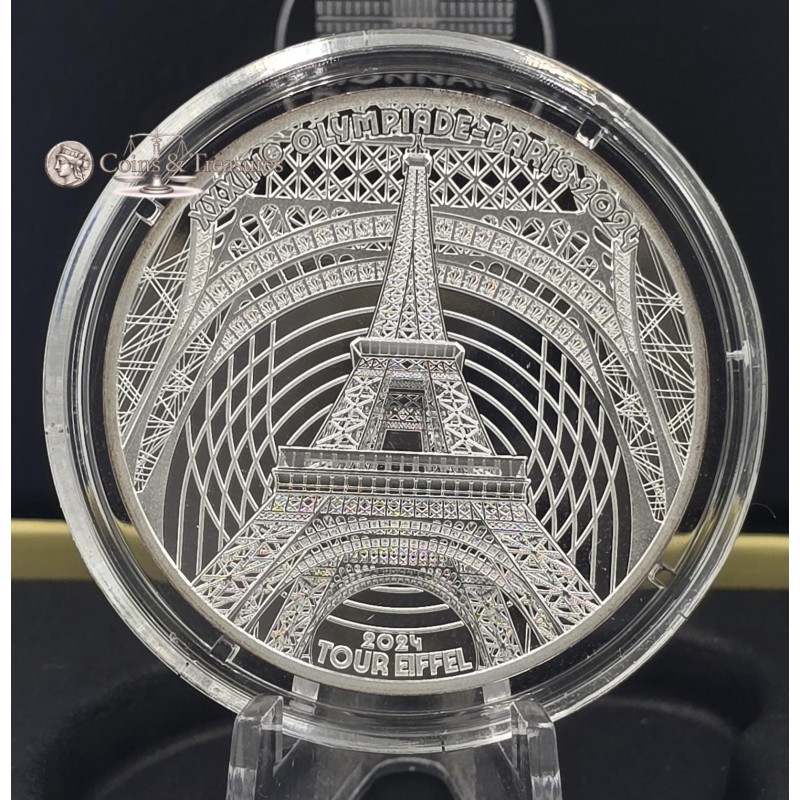 France 2024 Silver Proof coin Paris Olympics Eiffel Tower WORLD COINS