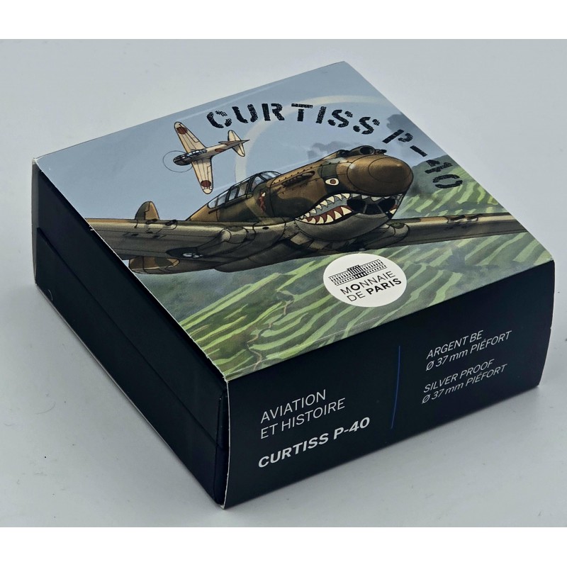 France 2023 Silver Proof coin Piefort  999 Aviation Curtiss P-40 WORLD COINS