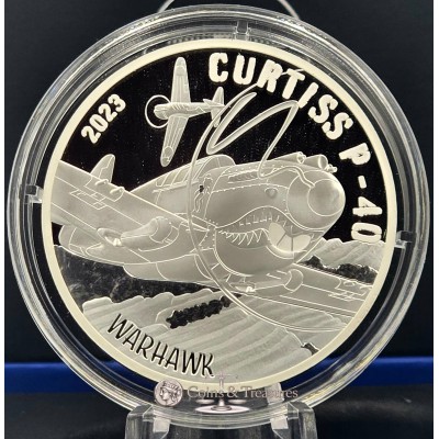France 2023 Silver Proof coin Piefort  999 Aviation Curtiss P-40