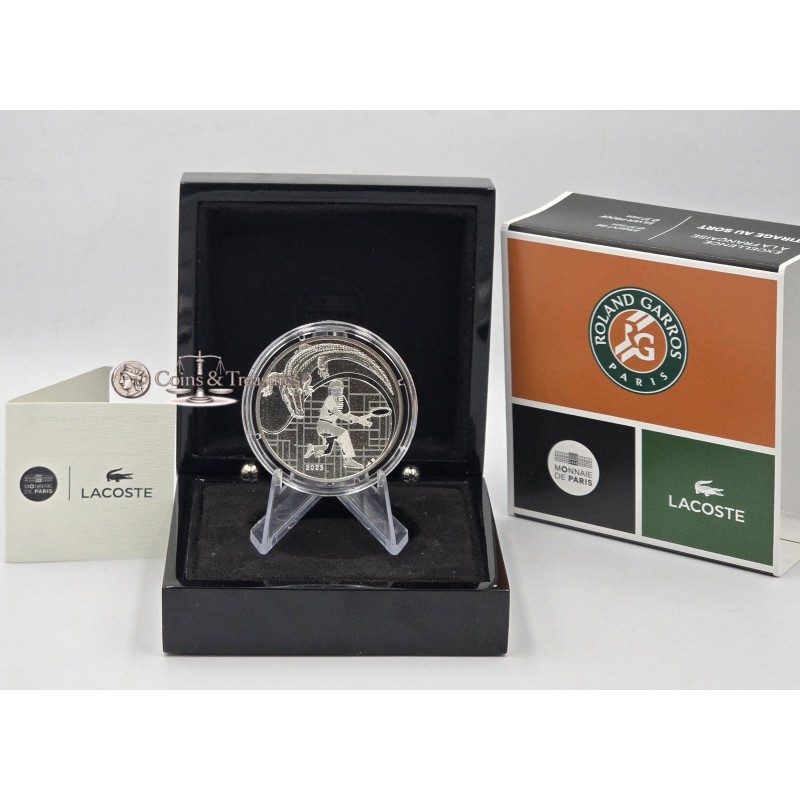 France 2023 Silver Proof coin Tennis Roland Garros Lacoste WORLD COINS