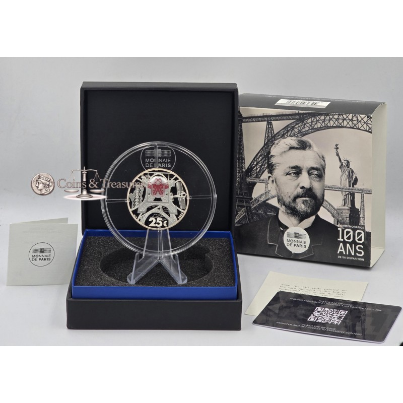 France 2023 Silver Proof coin Gustave Eiffel 2 oz 999 WORLD COINS
