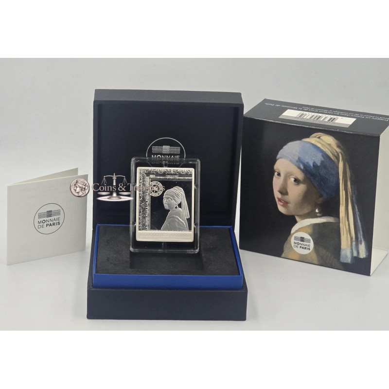 France 2021 Silver Proof coin Vermeer Girl with Pearl WORLD COINS