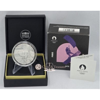 France 2024 Silver Proof coin Paris Olympic sports Kite