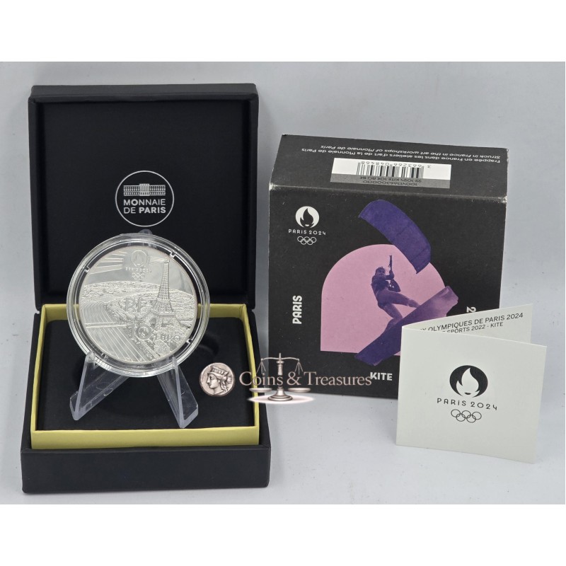 France 2024 Silver Proof coin Paris Olympic sports Kite WORLD COINS